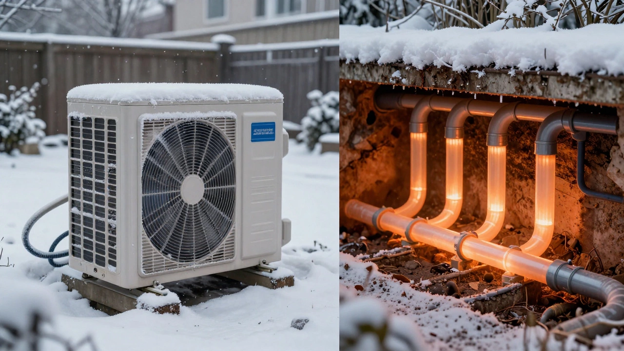 Comparison of air source frost versus ground source warmth underground