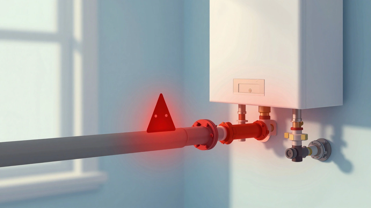 Diagrammatic view of blocked main gas supply affecting all home appliances