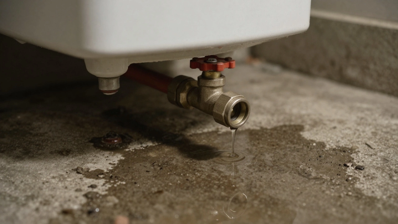 Water leaking from old heater onto basement floor