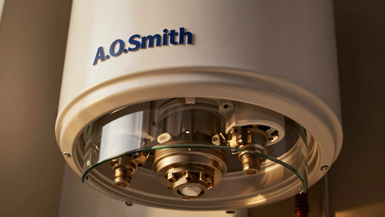 Close-up of durable A. O. Smith water heater showing premium build