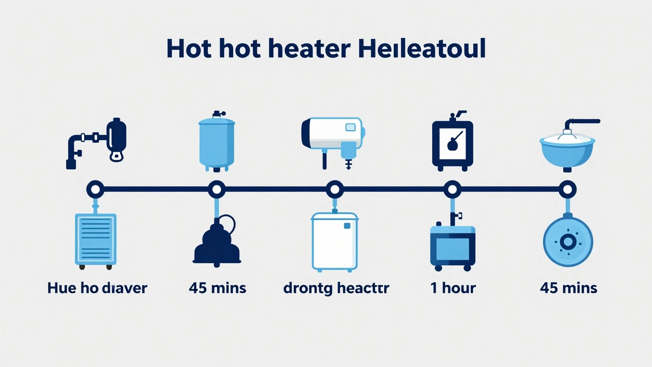 Infographic illustrating the step-by-step timeline of replacing a hot water heater