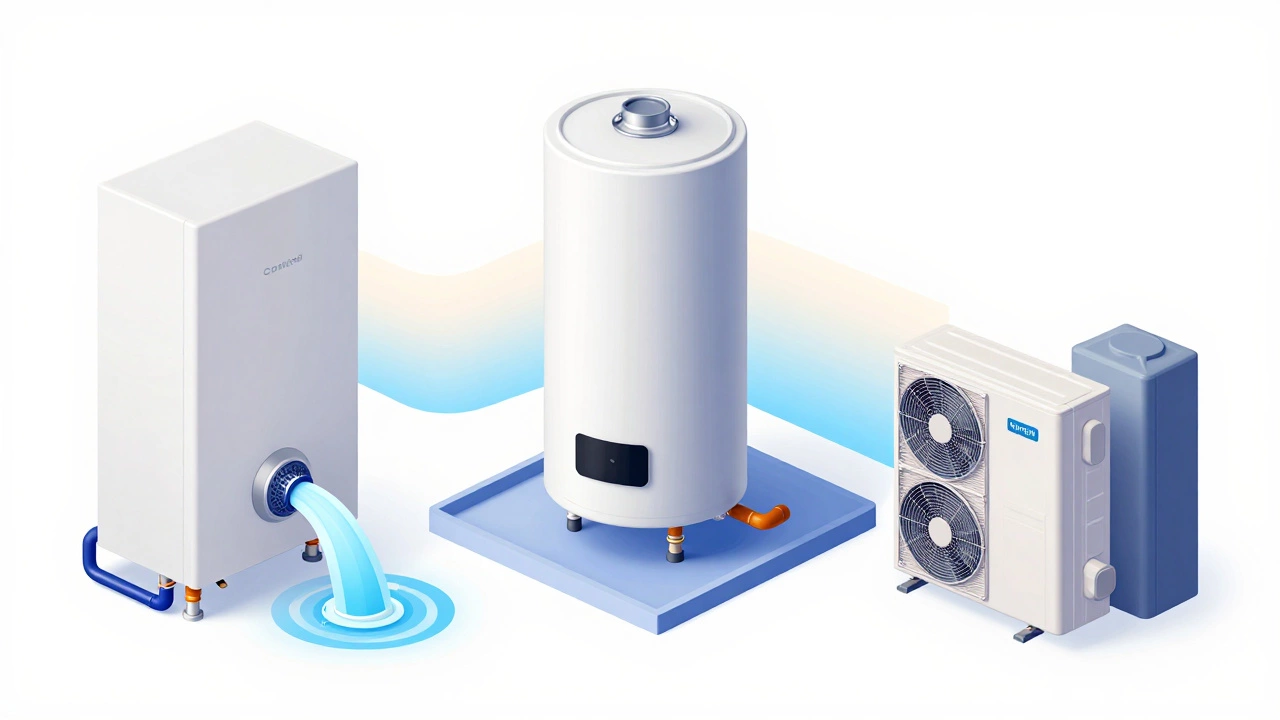 3D diagram comparing combi, system, and hybrid heating setups for homes.