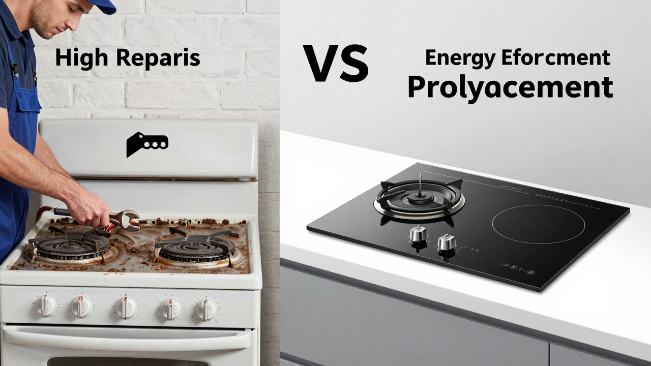 Comparison of repairing old stove vs buying new one